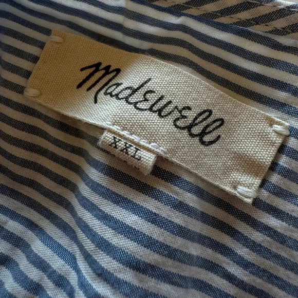 NWT Madewell Wrap Top in Indigo Stripe size XXL - Picture 7 of 8